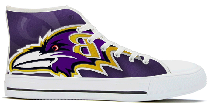 Men's Baltimore Ravens High Top Canvas Sneakers 002 Men's Baltimore Ravens High Top Canvas Sneakers 002